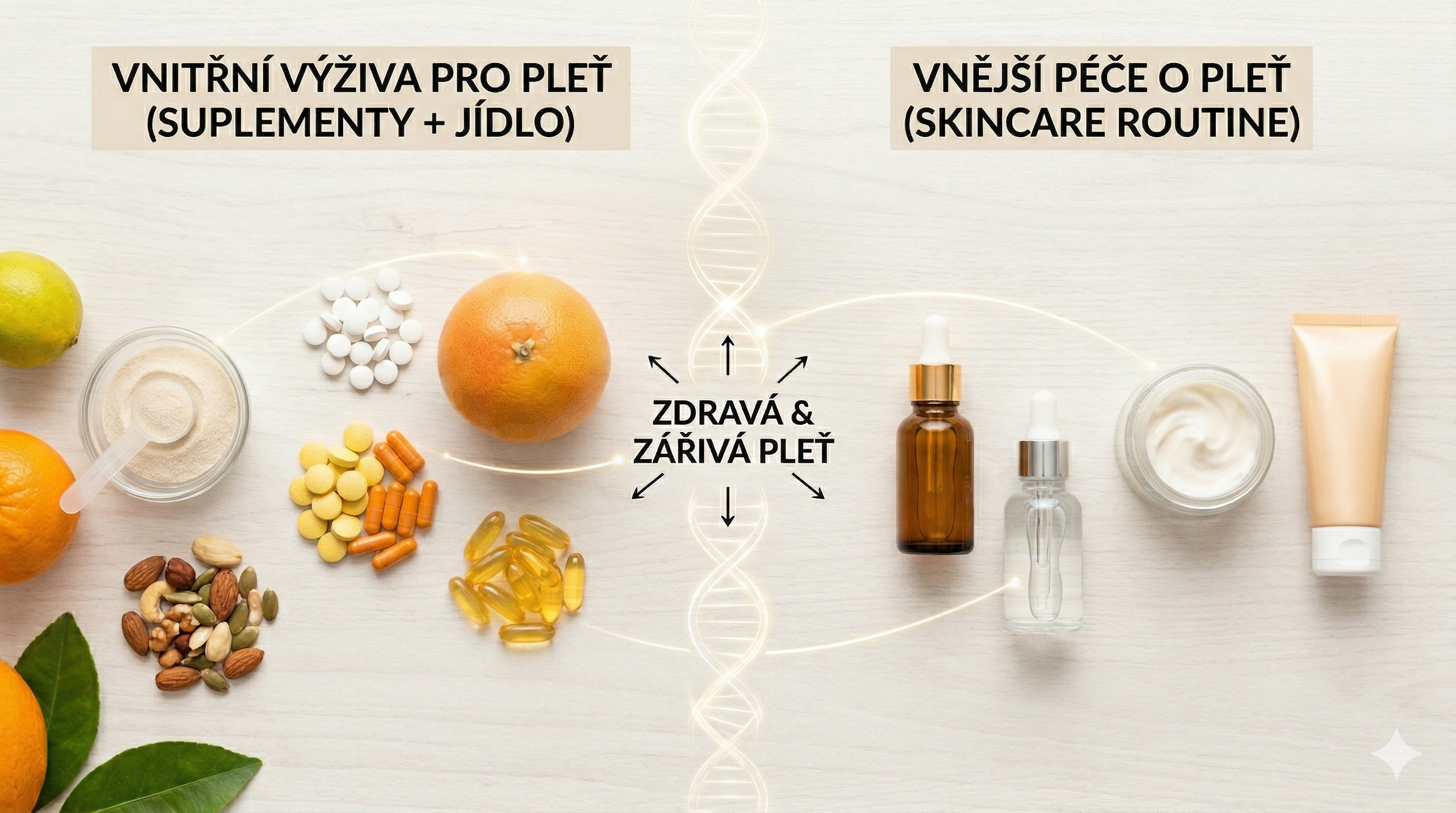 Propojení výživy a skincare – doplňky stravy vedle kosmetických produktů